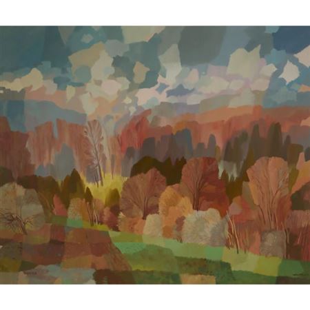 Sample artwork by Donald Mackay Houstoun (1916 - 2004), known for landscape and skyscape painting-mountains, snowscenes - View similar artists and auction records