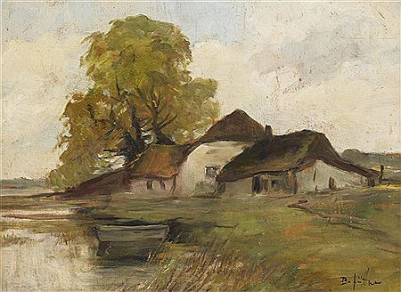 Sample artwork by Bruno Juttner (1880 - 1965), known for paintings of figures in outdoor settings, landscapes, street scenes - View similar artists and auction records