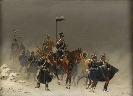 Prussian Uhlans with French Prisoners