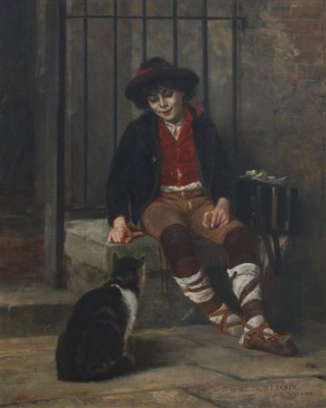 "Beggar Boy with Cat"