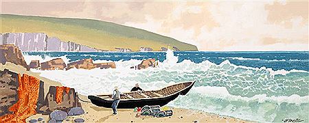 LAUNCHING THE CURRACH, WEST OF IRELAND
