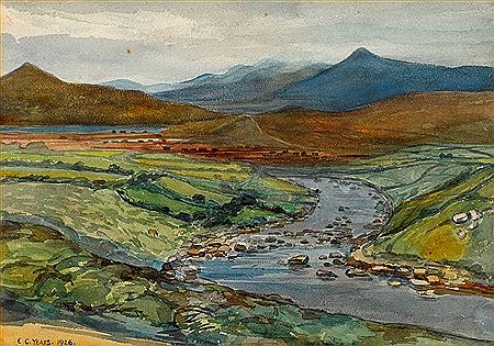 RIVER WITH MOUNTAINS IN THE DISTANCE, 1926
