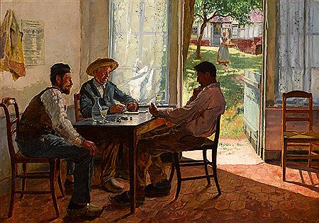 A GAME OF DOMINOES, BRITTANY, 1893