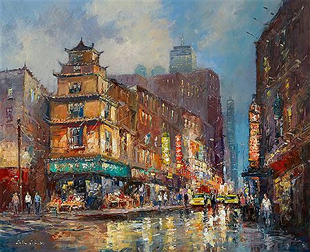 EVENING RAIN, CHINATOWN, NEW YORK, 2021