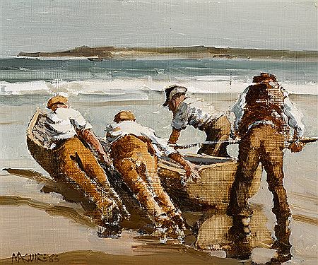 LAUNCHING CURRACH, INISHMAAN, COUNTY GALWAY, 1983