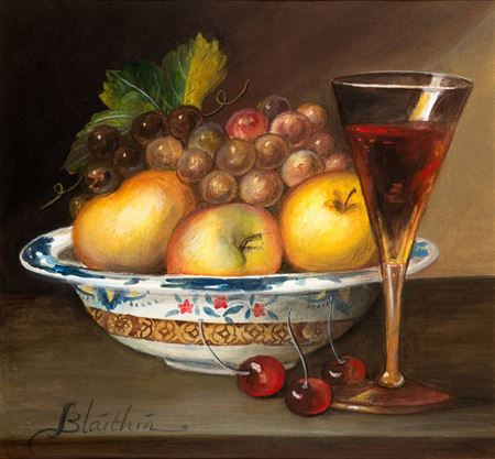 STILL LIFE WITH FRUIT AND WINE