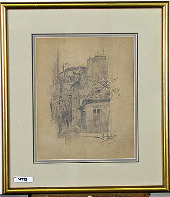 Parisian cityscape, figure in alley