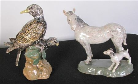 Two waterfowl and horse and dog (2)
