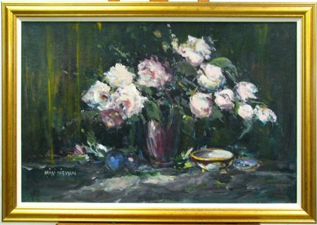 Pink Roses in a Rookwood Vase