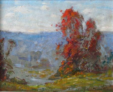 "Red Gum Against the Blue Hills"