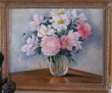 Peonies in Clear Vase