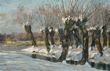 Sample artwork by Wilhelm Nagel (1866 - 1945), known for winter scene landscape and still-life painting, teaching, lithography - View similar artists and auction records
