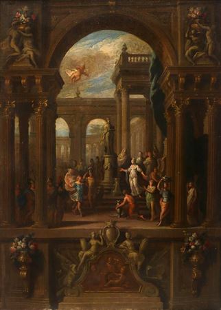 Dido and Aeneas, a sketch probably for the painted staircase at Canons, Middlesex by Sir James Thornhill - Auction record, sale price, and art valuation. Compare with similar artists and explore comparable artworks.