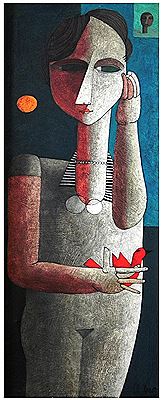 Girl with a red bird