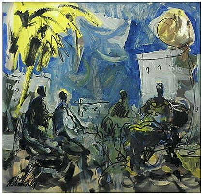 Neighbors' talk in the moonlight