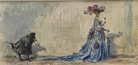 "Elegant lady followed by a raven" by Karel Toman - Auction record, sale price, and art valuation. Compare with similar artists and explore comparable artworks.