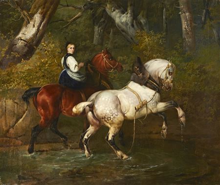 Berner Trachtenmädchen mit Pferden