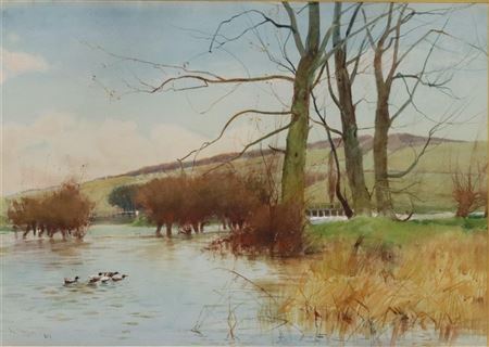 Ducks on the Water by Leigh Sampson - Auction record, sale price, and art valuation. Compare with similar artists and explore comparable artworks.