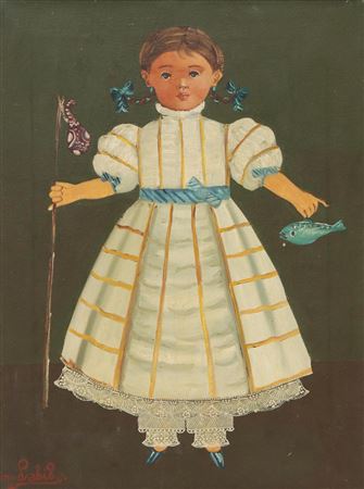Portrait of a Young Girl with Fish and Staff
