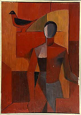 Figur mit Vogel