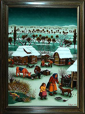 Wintertag, Dorfplatz mit Bauern und Tieren by Ivan Generalic - Auction record, sale price, and art valuation. Compare with similar artists and explore comparable artworks.