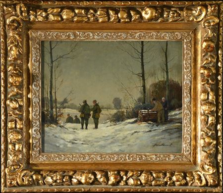 " Winterlandschaft mit Jägern "