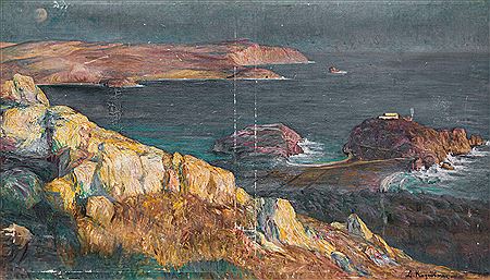 The moonlit plain on Palaiokastritsa, Corfu
