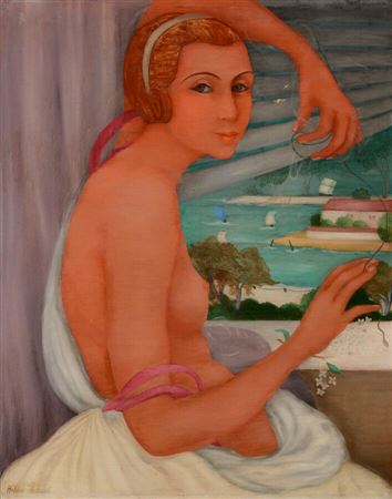 Young woman on a landscape background