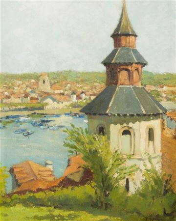 "Saint-Jean-de-Luz, view on the port, August 1949"