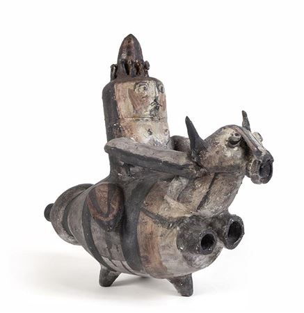 Man riding a bull by Emanuele Luzzati - Auction record, sale price, and art valuation. Compare with similar artists and explore comparable artworks.