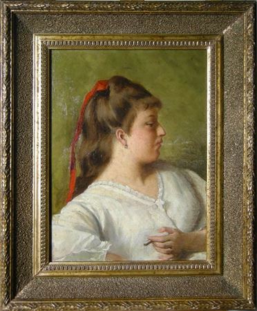 Giovane donna che fuma (studio), 1878 ca.