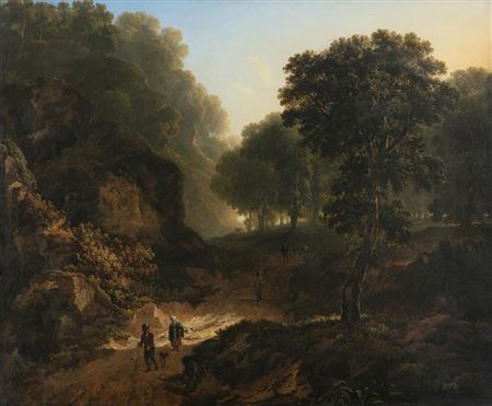 Wooded Defile with Figures and Distant Cattle