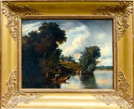 Fishermen on the river - 1838 by Adrien Cotelle - Auction record, sale price, and art valuation. Compare with similar artists and explore comparable artworks.