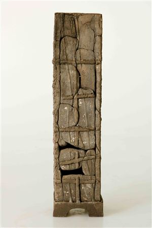 Totem Stoneware sculpture, raku firing