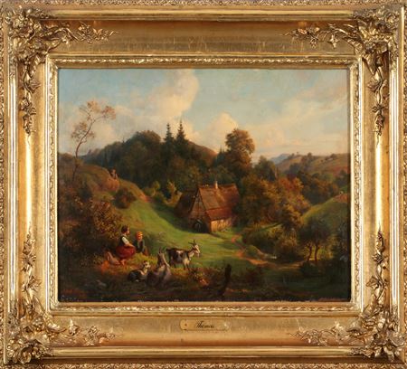 'Idyllic hilly landscape with a water mill and goatherds' by Adolph Thomas - Auction record, sale price, and art valuation. Compare with similar artists and explore comparable artworks.