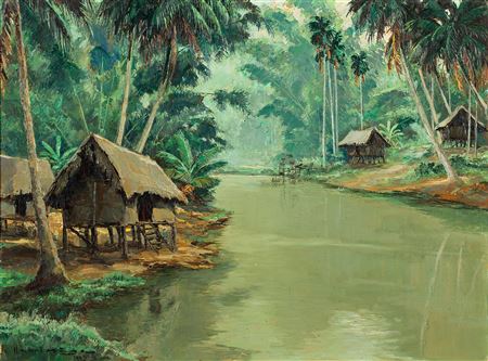 Morning on the banks of the river in Siem Reap
