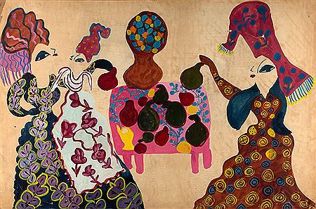 Women and children around a small table