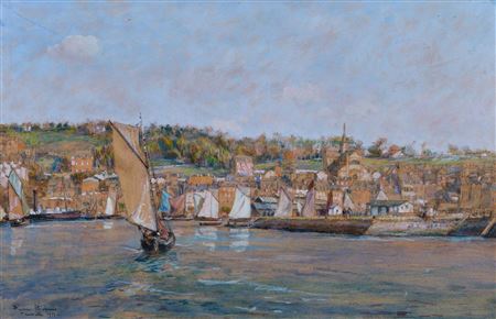 Boats at Trouville, 1911 by Pierre Marie Alfred Chapuis - Auction record, sale price, and art valuation. Compare with similar artists and explore comparable artworks.