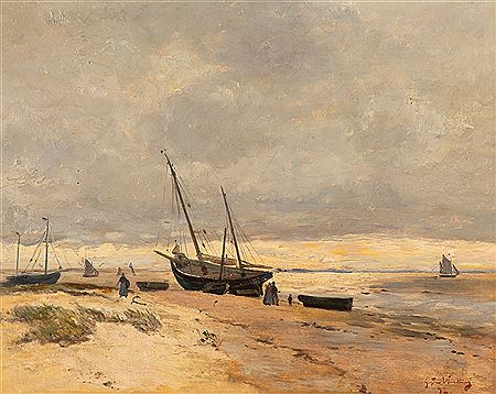 Strandlandschaft mit Fischerbooten (Ostsee) by Gustav Wendling - Auction record, sale price, and art valuation. Compare with similar artists and explore comparable artworks.