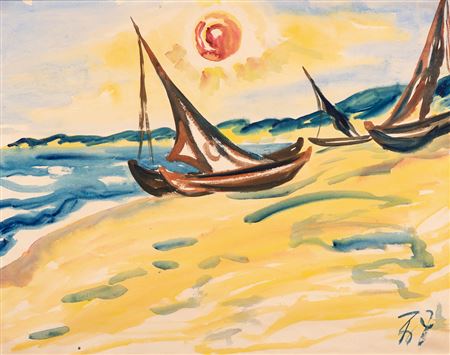 Boote am Strand by Joseph Fritz Zalisz - Auction record, sale price, and art valuation. Compare with similar artists and explore comparable artworks.