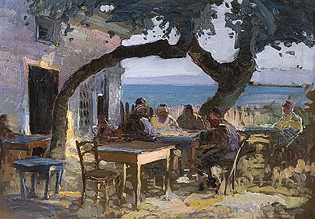 "Sunset at Mammoth's Cafe in Balchik" by Nicolae Darascu - Auction record, sale price, and art valuation. Compare with similar artists and explore comparable artworks.