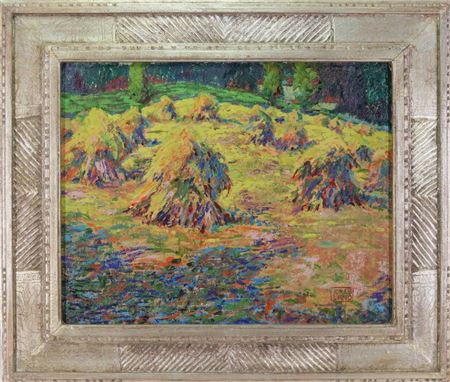 Vibrant post impressionist pasture scene
