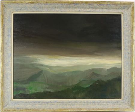 Mountain landscape with moonlit skies