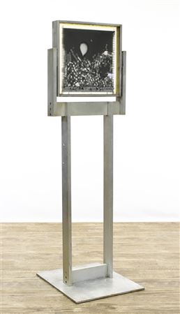Revolving abstract cascading mercury sculpture