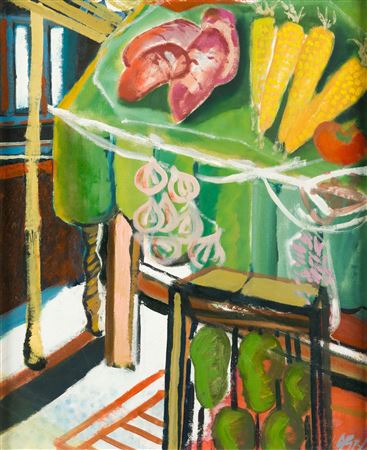 Still life with corncobs