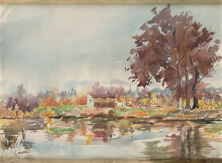 "Landscape with a lake", 1953