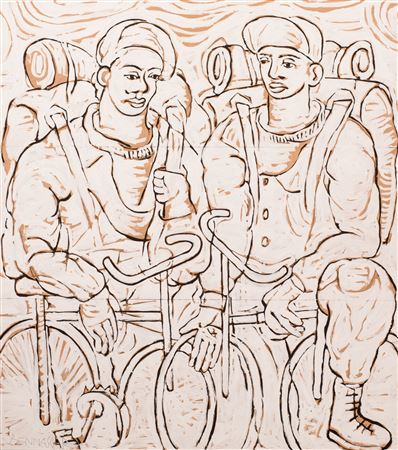 Sample artwork by Joan Bennassar (Born 1950), known for painting, lithography, sculpture, and audio with a strong influence of picasso, modern primitivism, and human figures. - View similar artists and auction records