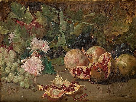 "Autumn Still Life with Pomegranates and Grapes" by Fernando Cabrera Canto - Auction record, sale price, and art valuation. Compare with similar artists and explore comparable artworks.