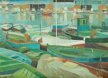 "Boats in the harbour (Barcelona)"