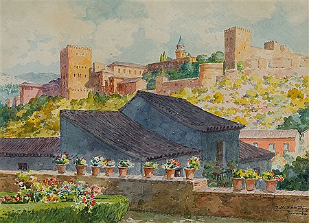 View of the Alhambra by Jose Maria Pinar - Auction record, sale price, and art valuation. Compare with similar artists and explore comparable artworks.
